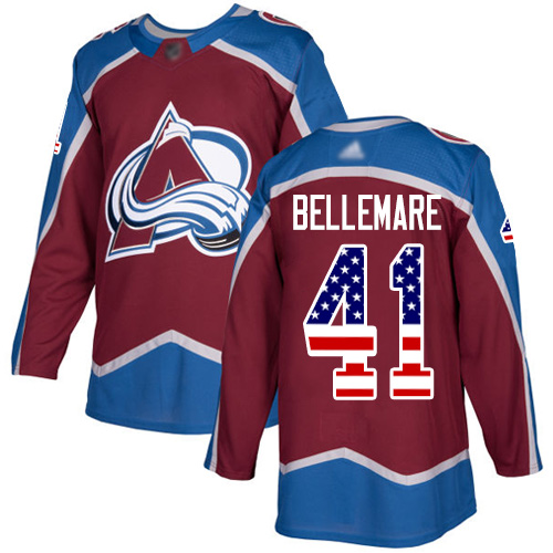 Adidas Colorado Avalanche 41 Pierre-Edouard Bellemare Burgundy Home Authentic USA Flag Stitched Youth NHL Jersey